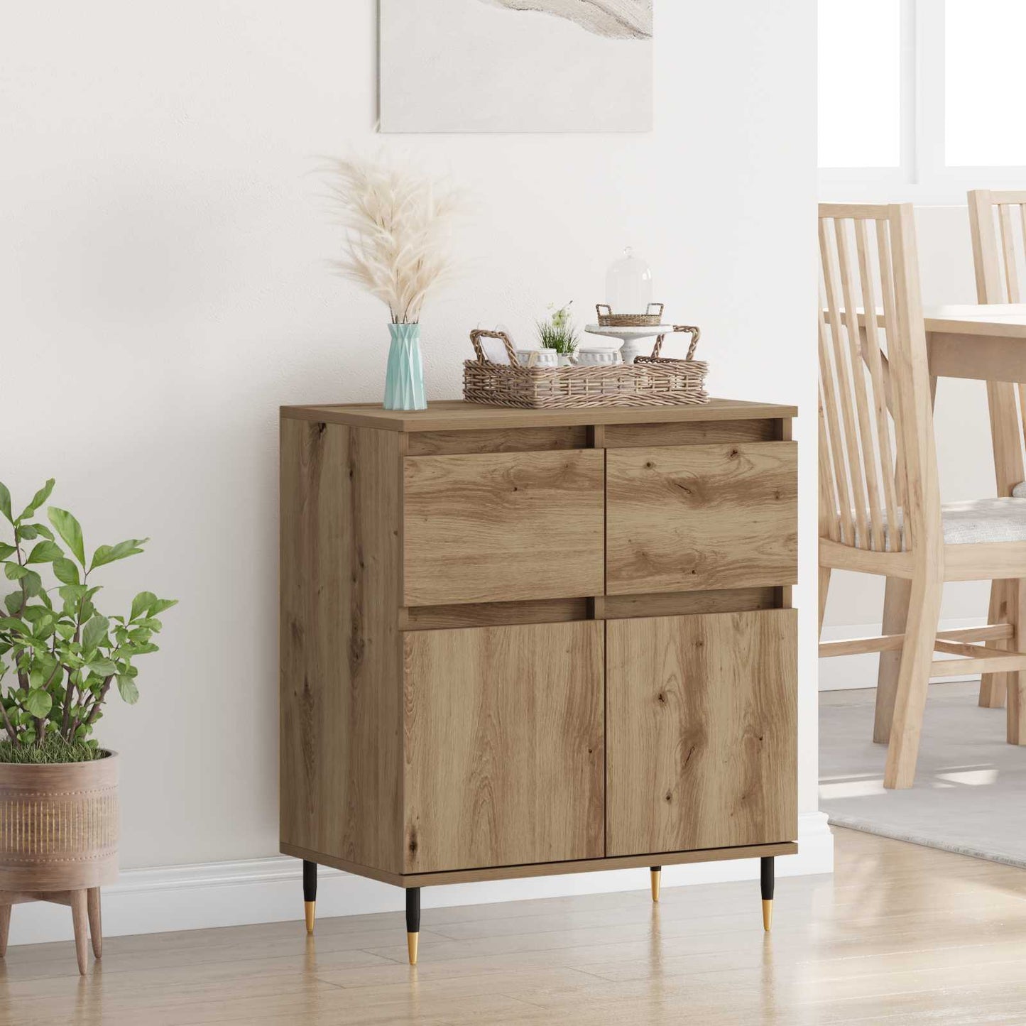 Sideboard Artisan-Eiche 60 x 35 x 70 cm Verbundholz und Eisen