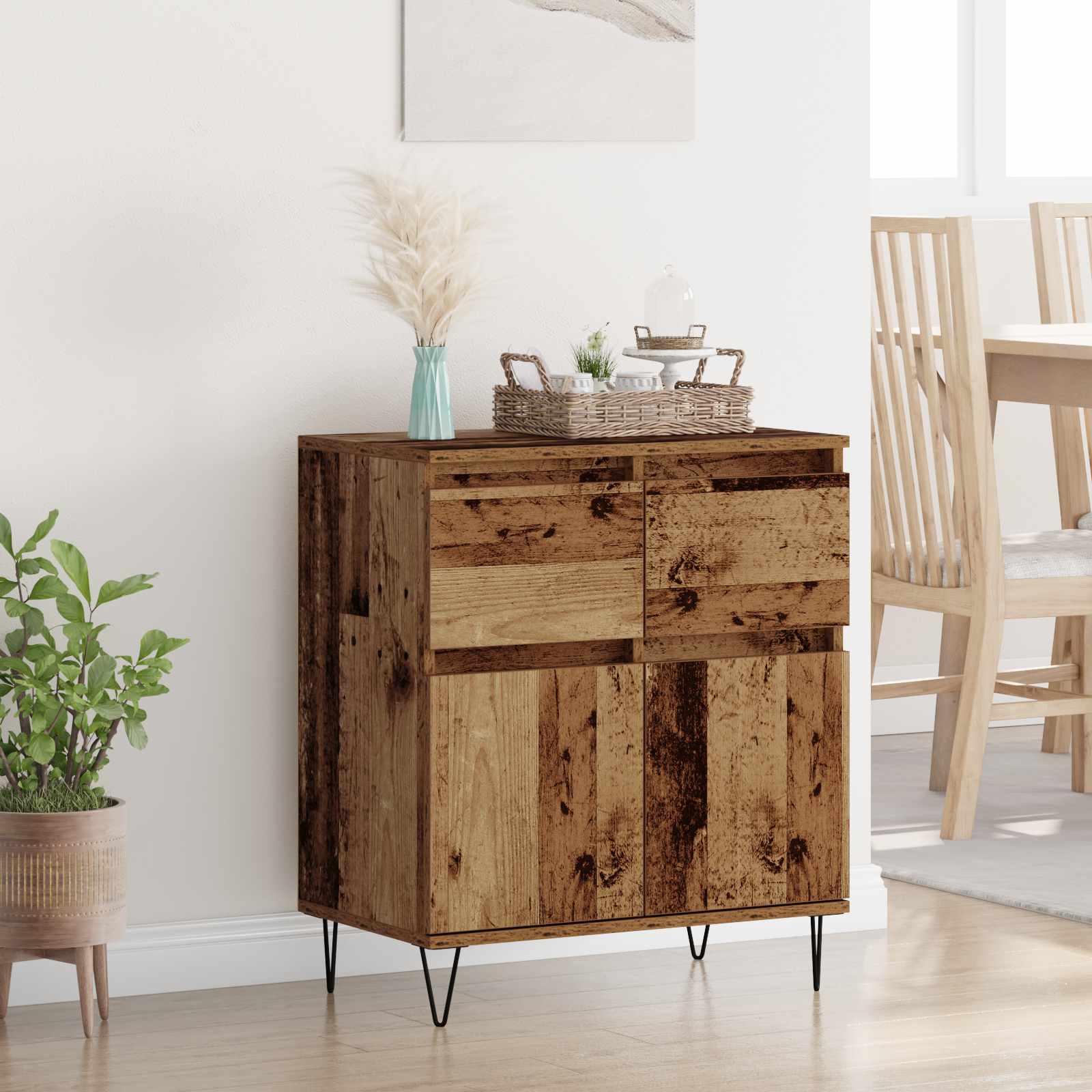 Sideboard Altholz 60 x 35 x 70 cm Verbundholz und Eisen