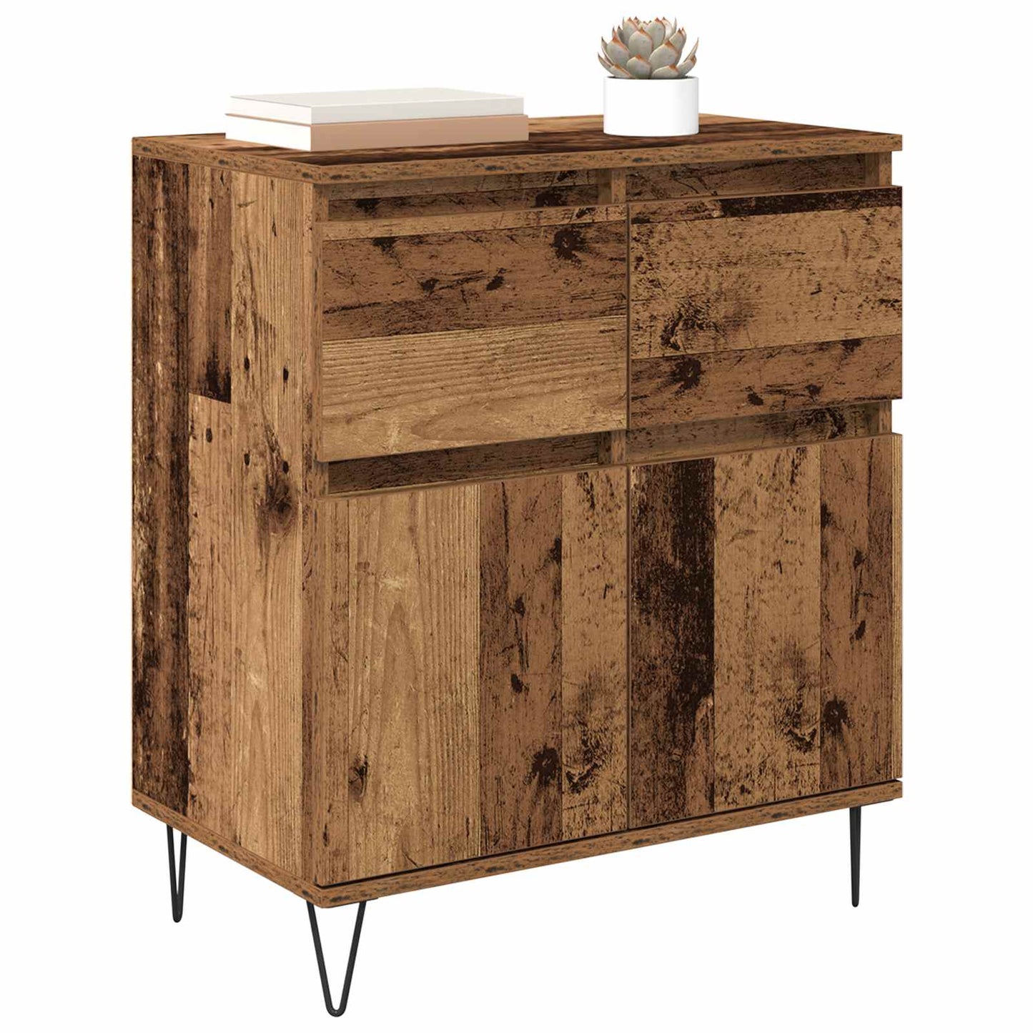 Sideboard Altholz 60 x 35 x 70 cm Verbundholz und Eisen