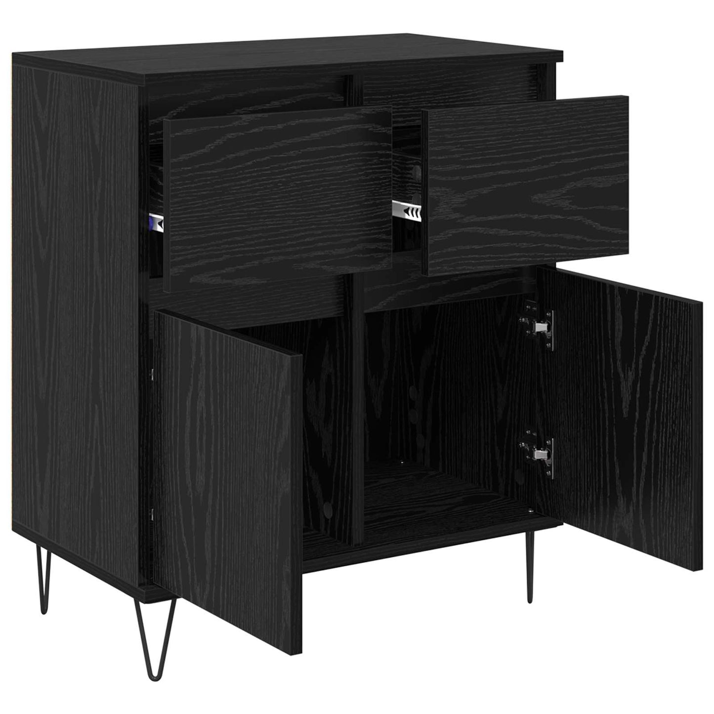 Sideboard Schwarz Eichen-Optik 60 x 35 x 70 cm