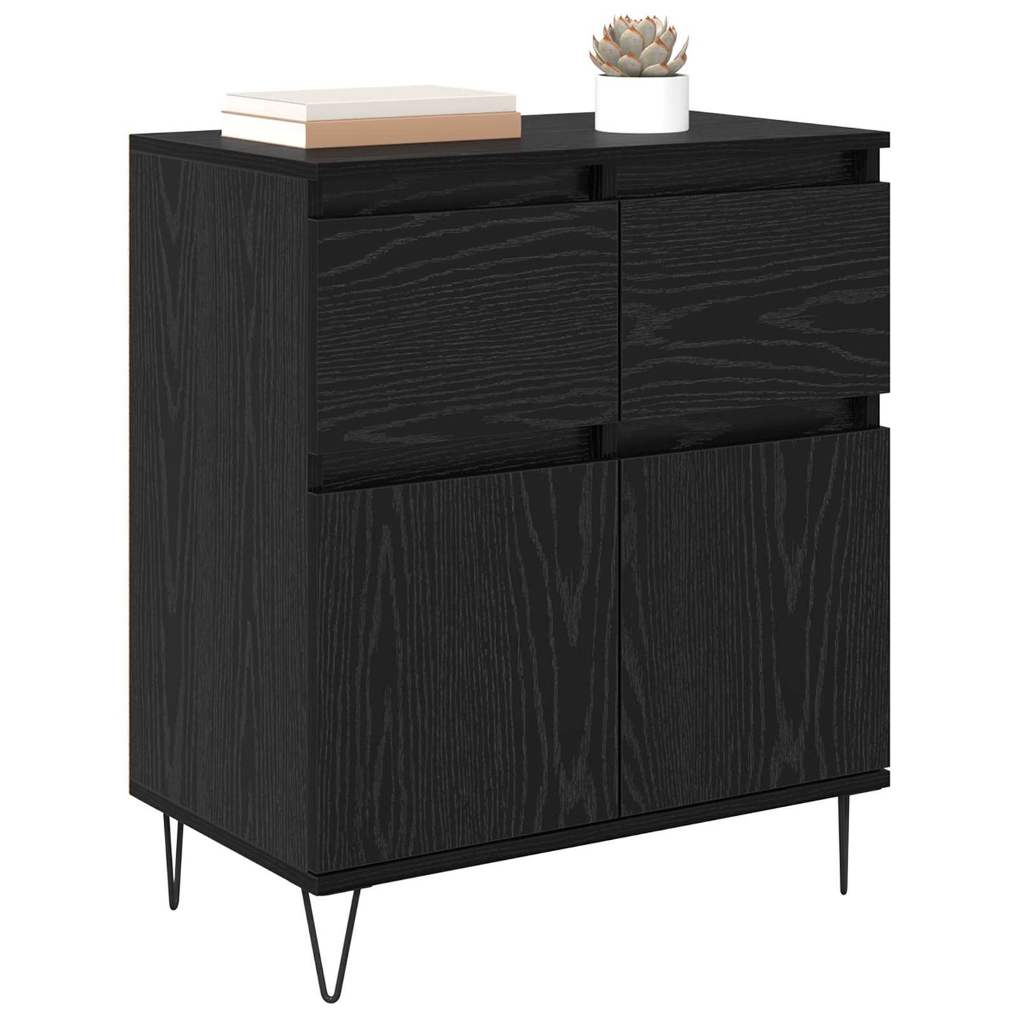 Sideboard Schwarz Eichen-Optik 60 x 35 x 70 cm