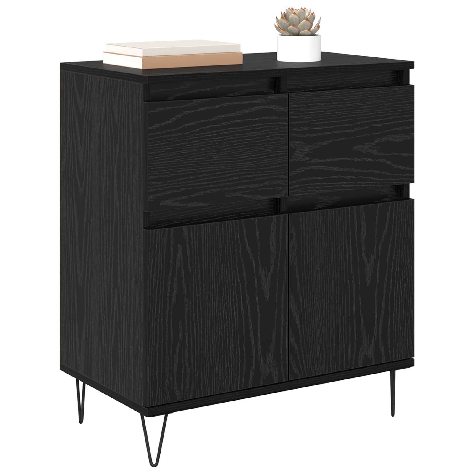Sideboard Schwarz Eichen-Optik 60 x 35 x 70 cm
