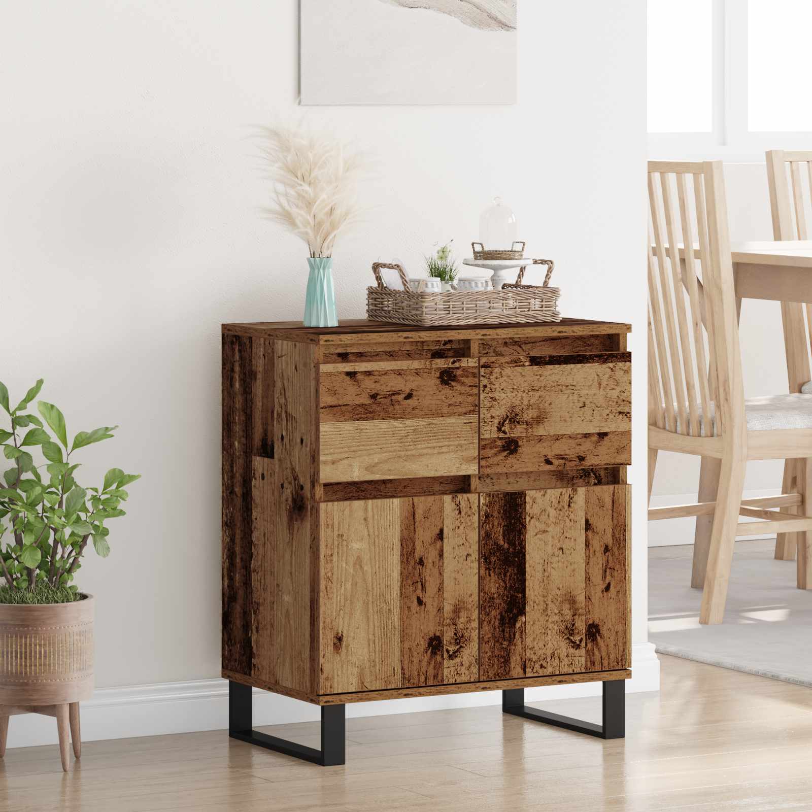 Sideboard Altholz 60 x 35 x 70 cm Verbundholz und Eisen