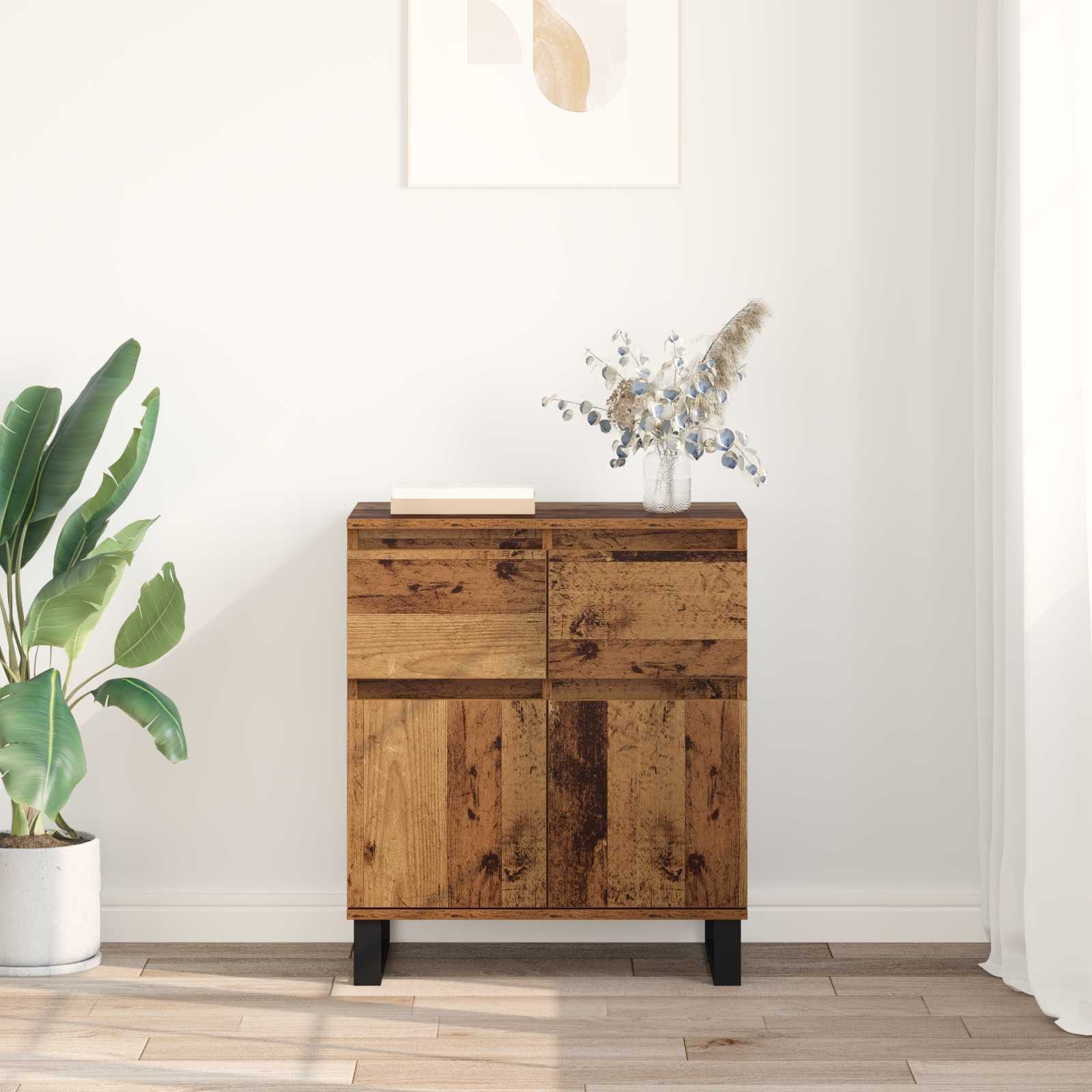 Sideboard Altholz 60 x 35 x 70 cm Verbundholz und Eisen
