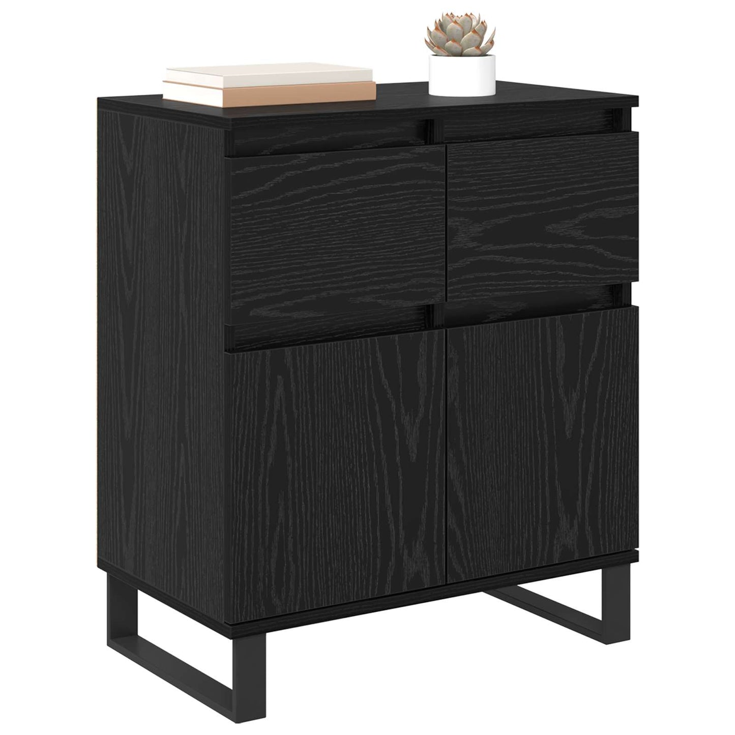 Sideboard Schwarz Eichen-Optik 60 x 35 x 70 cm