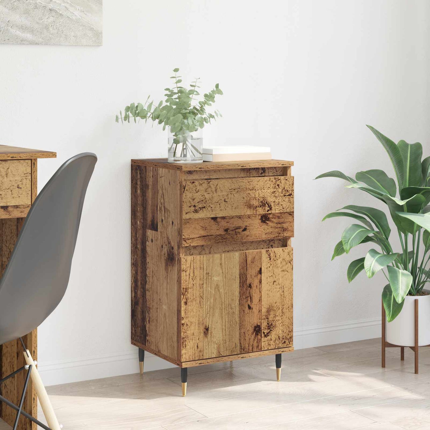 Sideboard Altholz 40 x 35 x 70 cm Verbundholz und Eisen