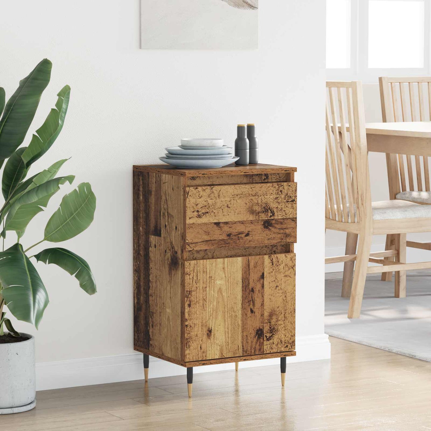 Sideboard Altholz 40 x 35 x 70 cm Verbundholz und Eisen