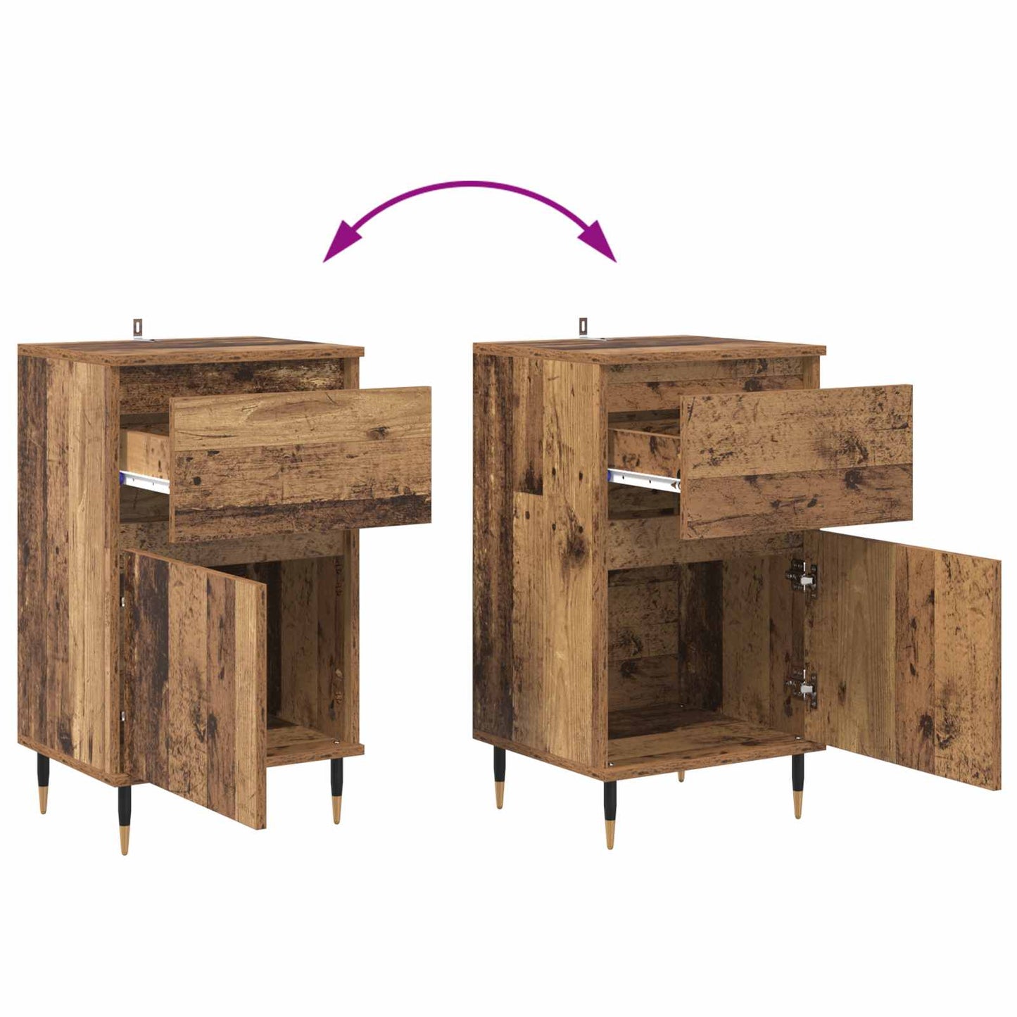 Sideboard Altholz 40 x 35 x 70 cm Verbundholz und Eisen