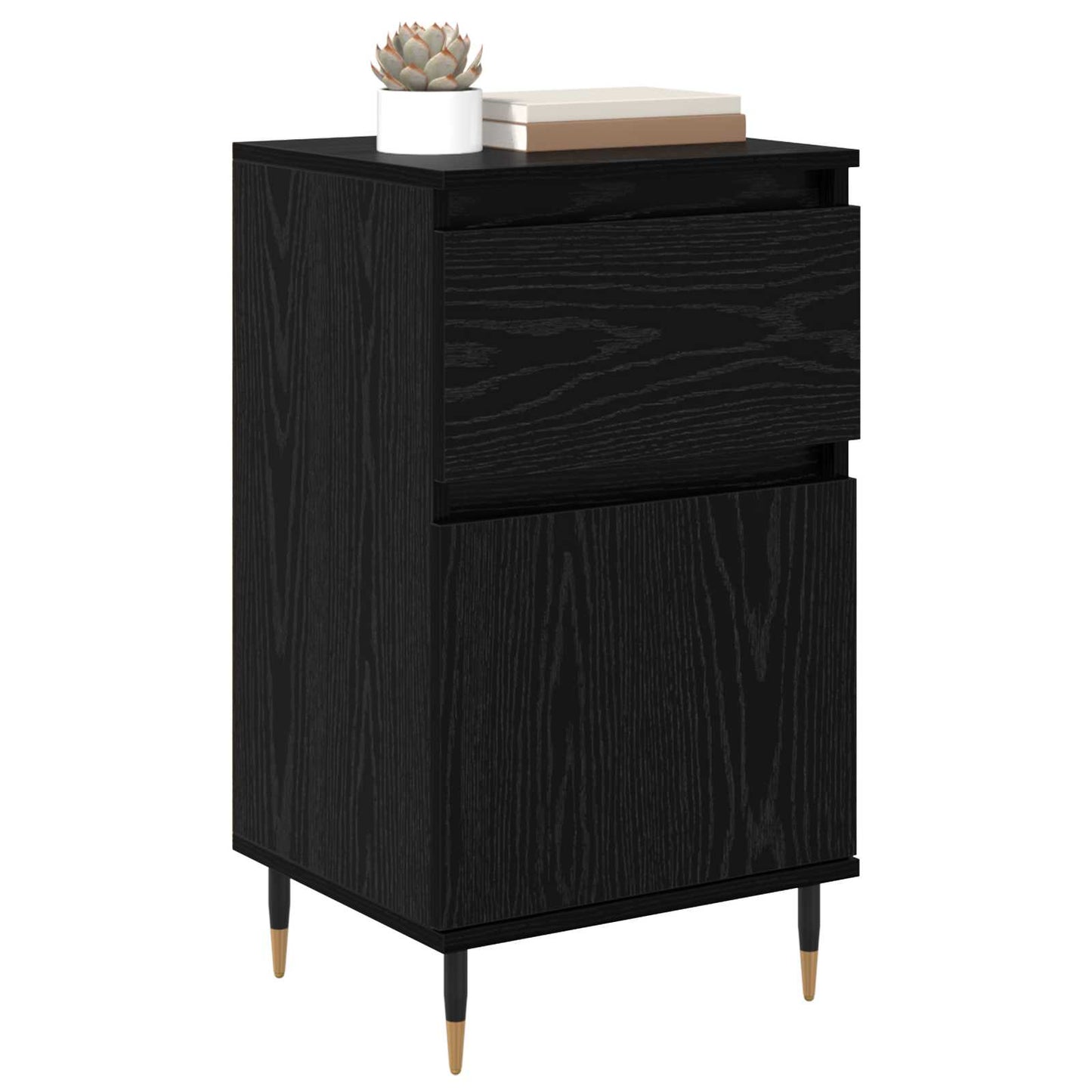 Sideboard mit Schubladen Schwarz Eichen-Optik 40 x 35 x 70 cm