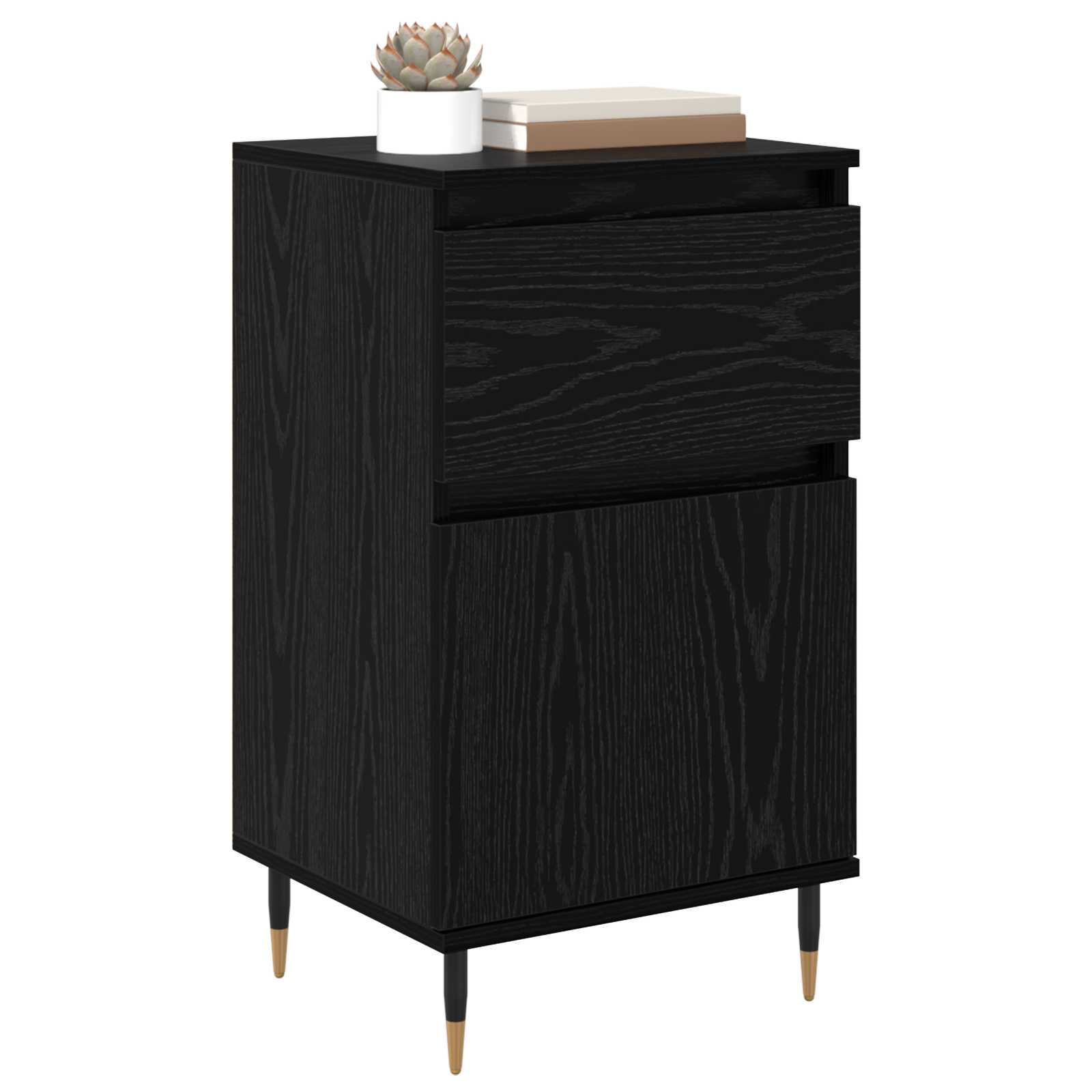 Sideboard mit Schubladen Schwarz Eichen-Optik 40 x 35 x 70 cm
