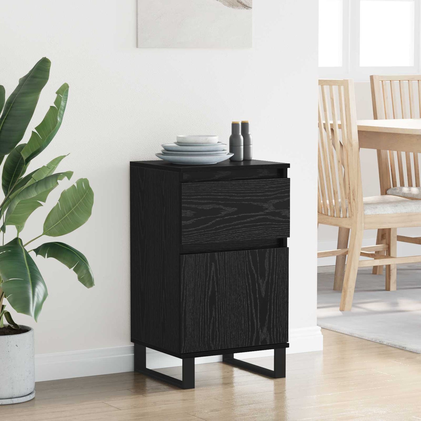 Sideboard Schwarz Eichen-Optik 35 x 40 x 70 cm Holzwerkstoff