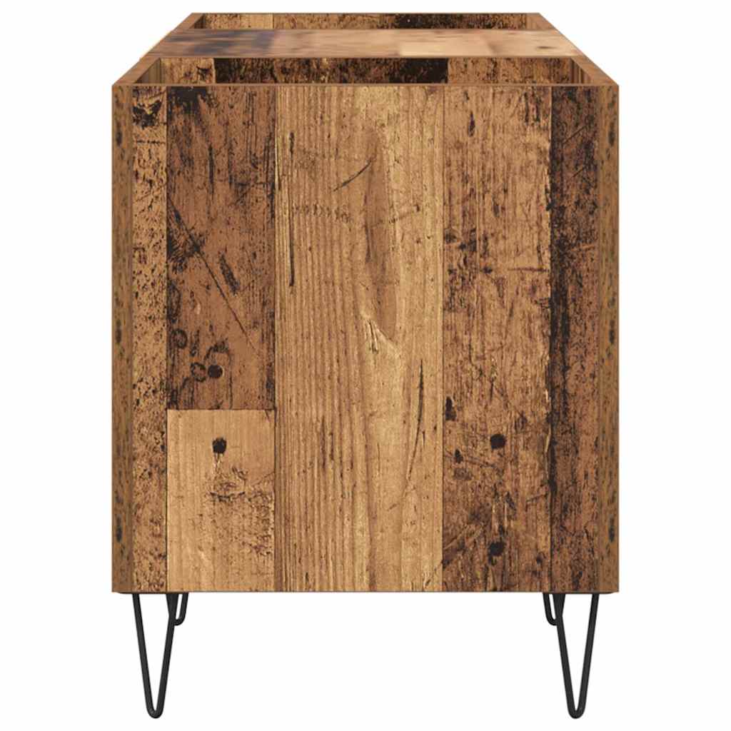 Schallplattenschrank mit Regal mit Tür Altholz 121 x 38 x 48 cm