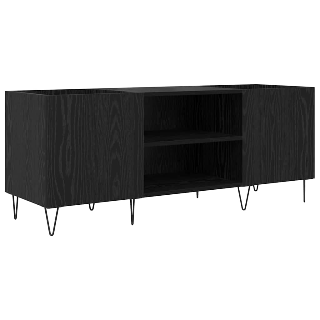 Schallplattenschrank Schwarz Eichen-Optik 121 x 38 x 48 cm