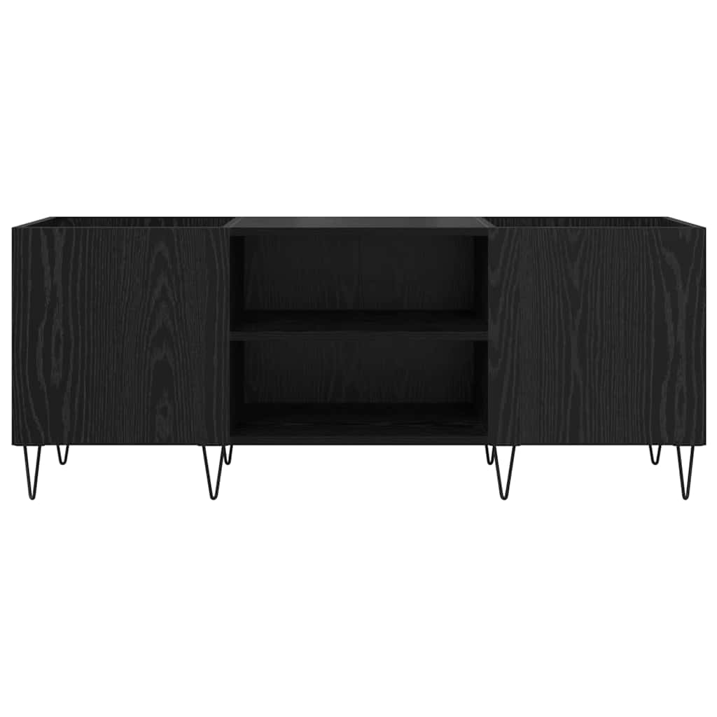 Schallplattenschrank Schwarz Eichen-Optik 121 x 38 x 48 cm