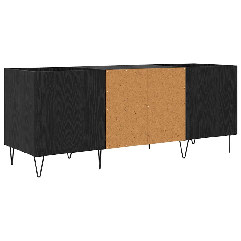 Schallplattenschrank Schwarz Eichen-Optik 121 x 38 x 48 cm