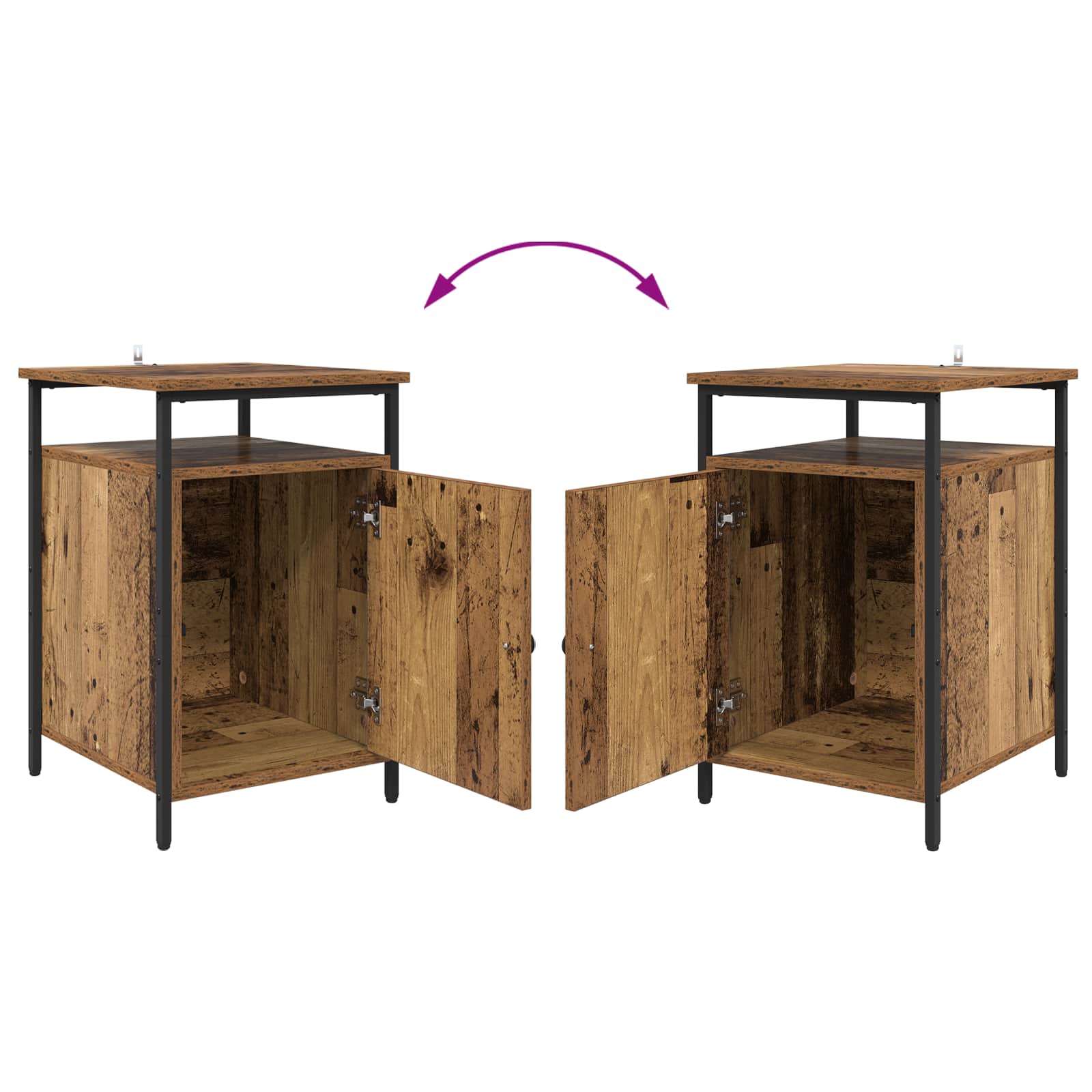 Nachttisch 2 Stk. Altholz 40 x 42 x 60cm Holzwerkstoff