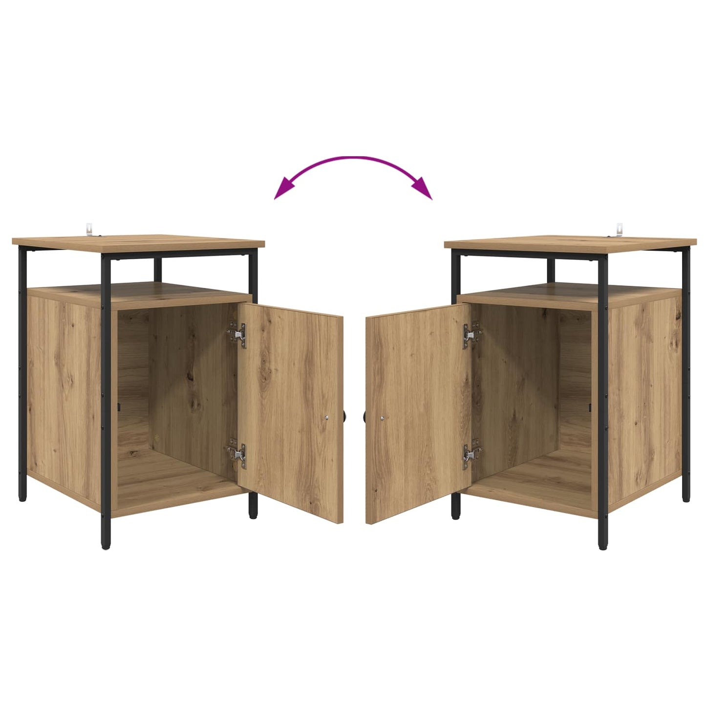 Nachttisch 2 Stk. Artisan-Eiche 40 x 42 x 60cm Holzwerkstoff