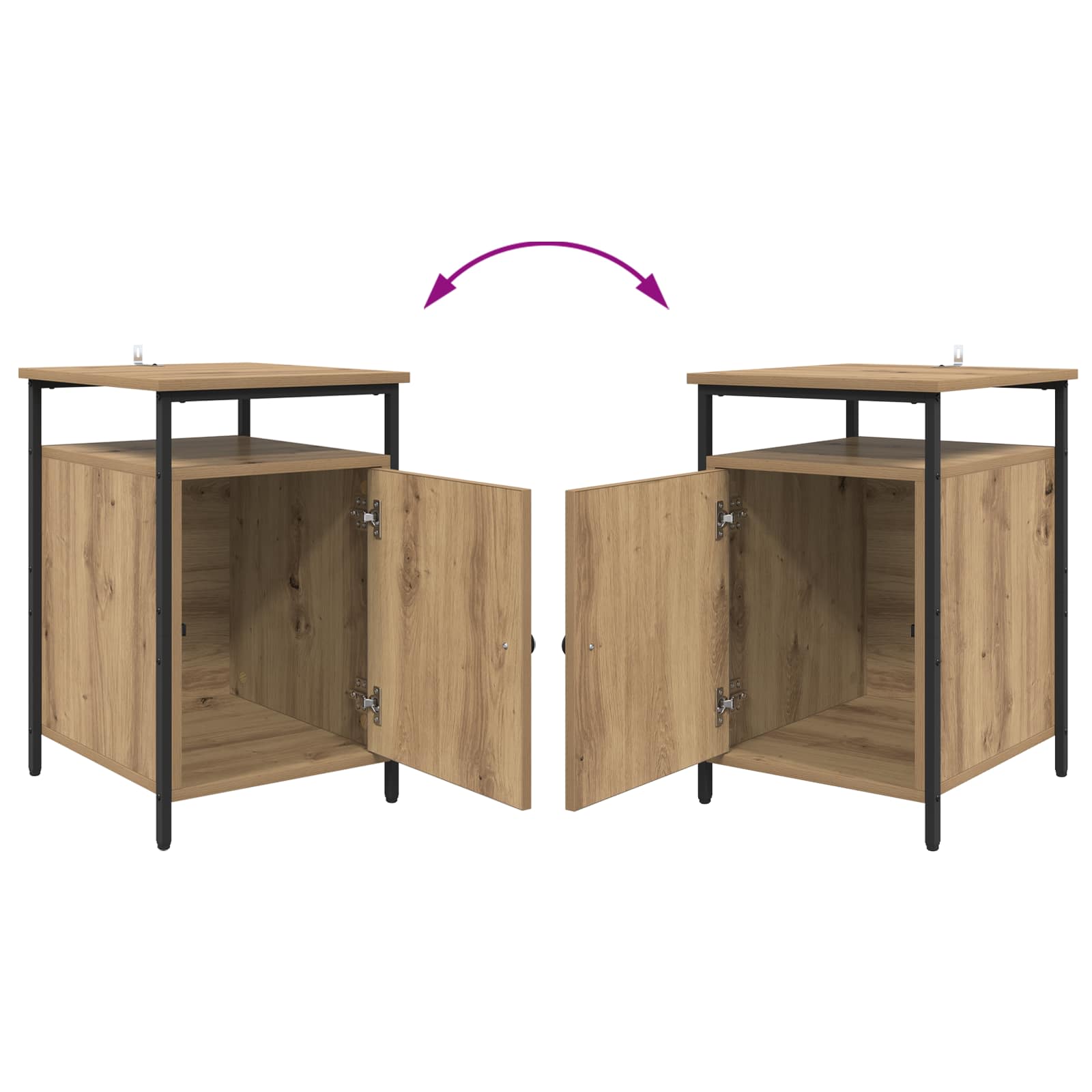 Nachttisch 2 Stk. Artisan-Eiche 40 x 42 x 60cm Holzwerkstoff