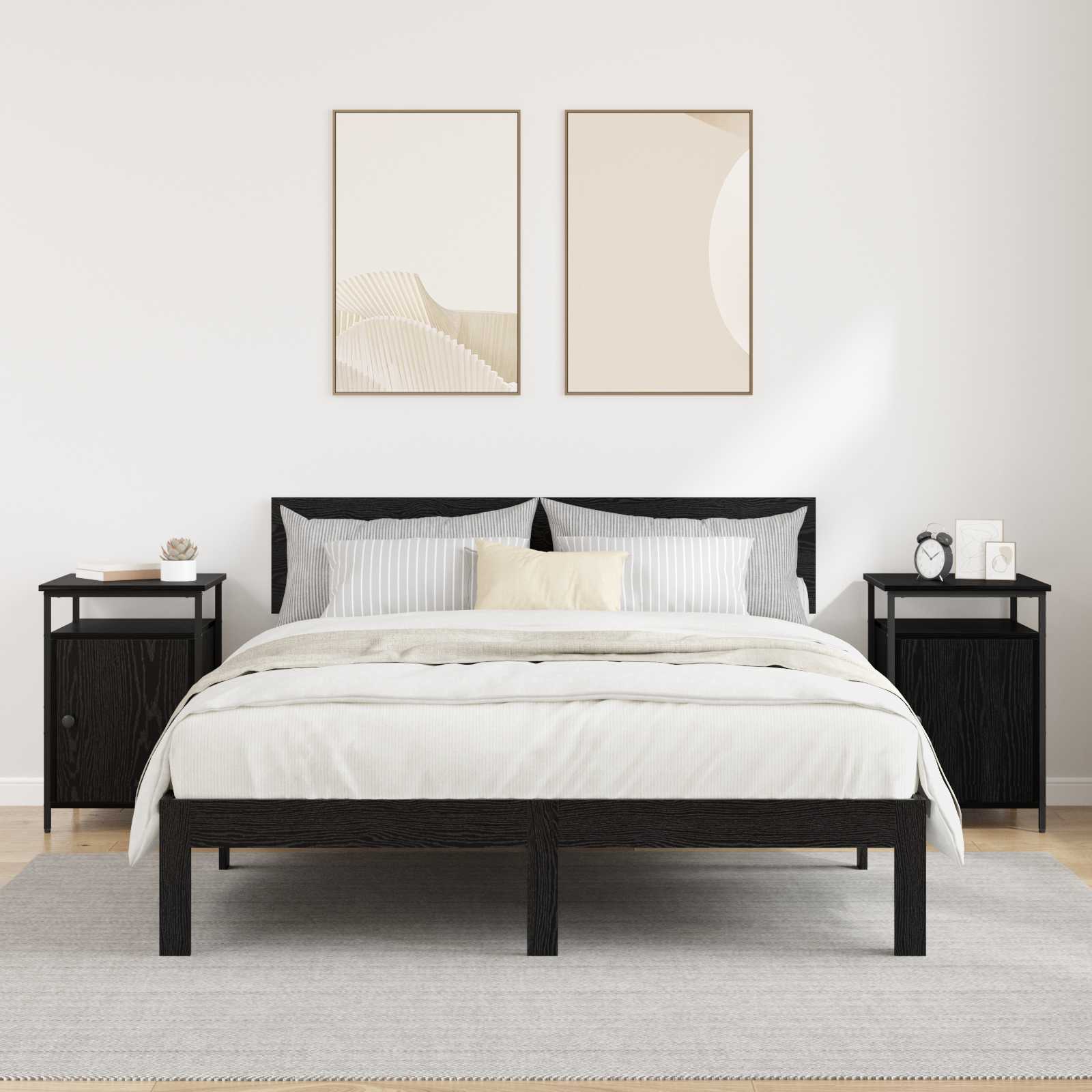 Nachttisch 2 Stk. Schwarz Eichen-Optik 40 x 42 x 60cm