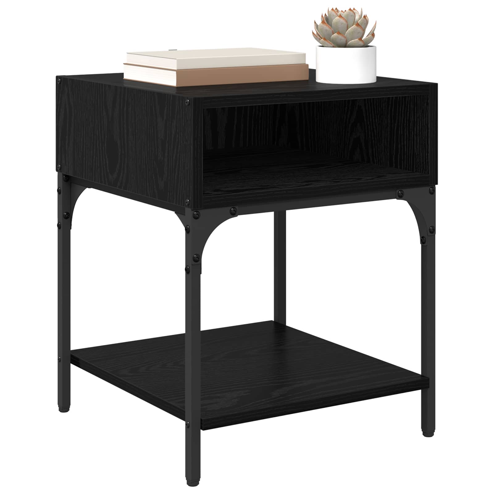 Nachttisch 2 stk. Schwarz Eichen-Optik 40 x 40 x 50 cm