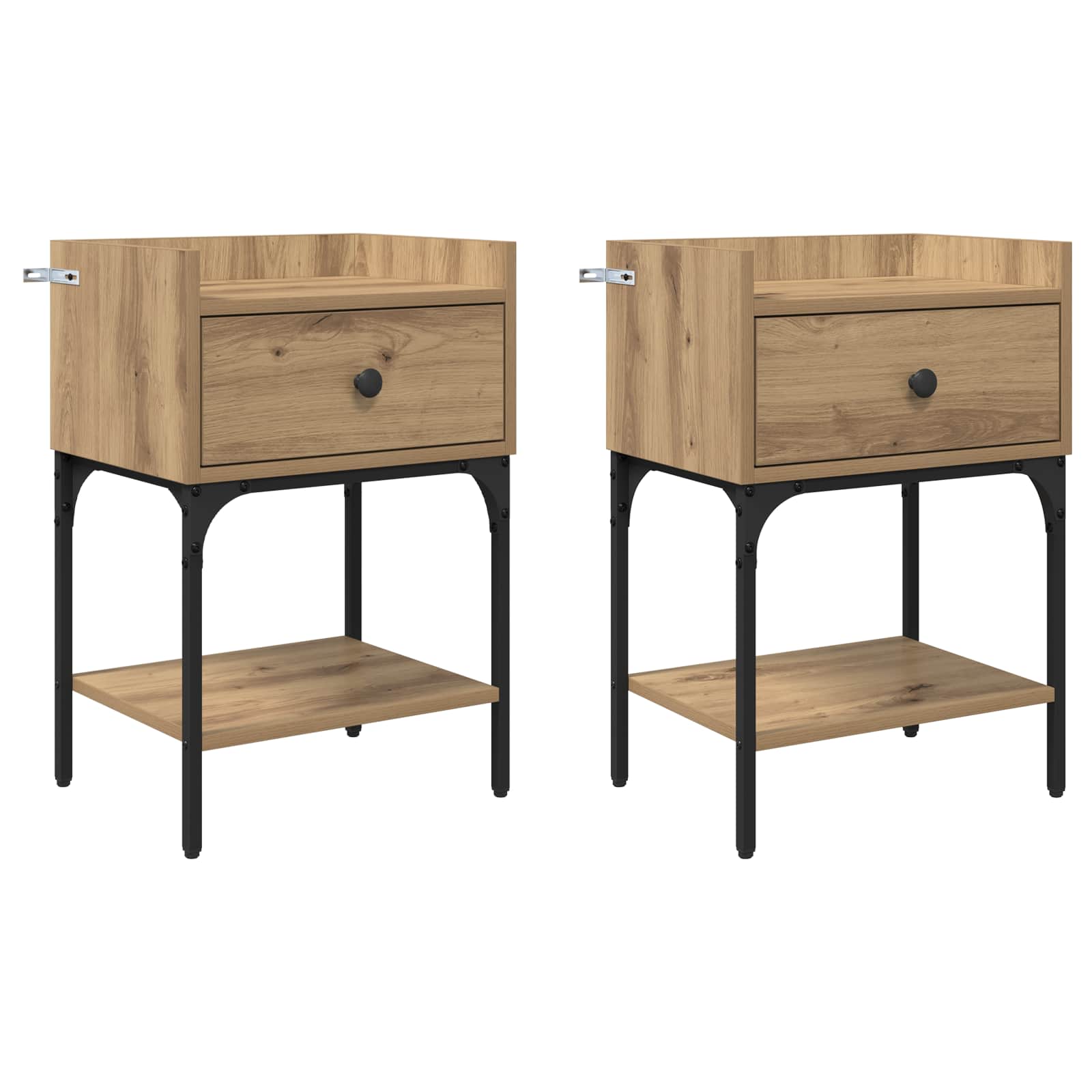 Nachttisch 2 Stk. Artisan-Eiche 40 x 29 x 60 cm Holzwerkstoff