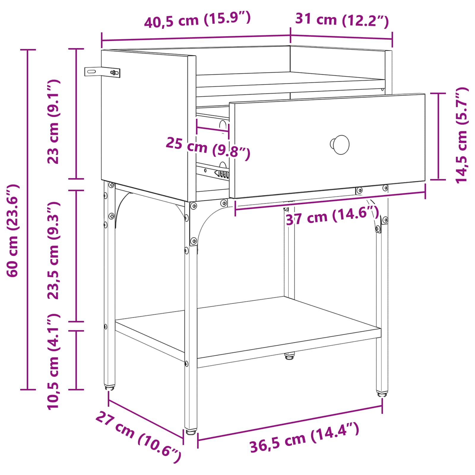 Nachttisch 2 Stk. Artisan-Eiche 40 x 29 x 60 cm Holzwerkstoff
