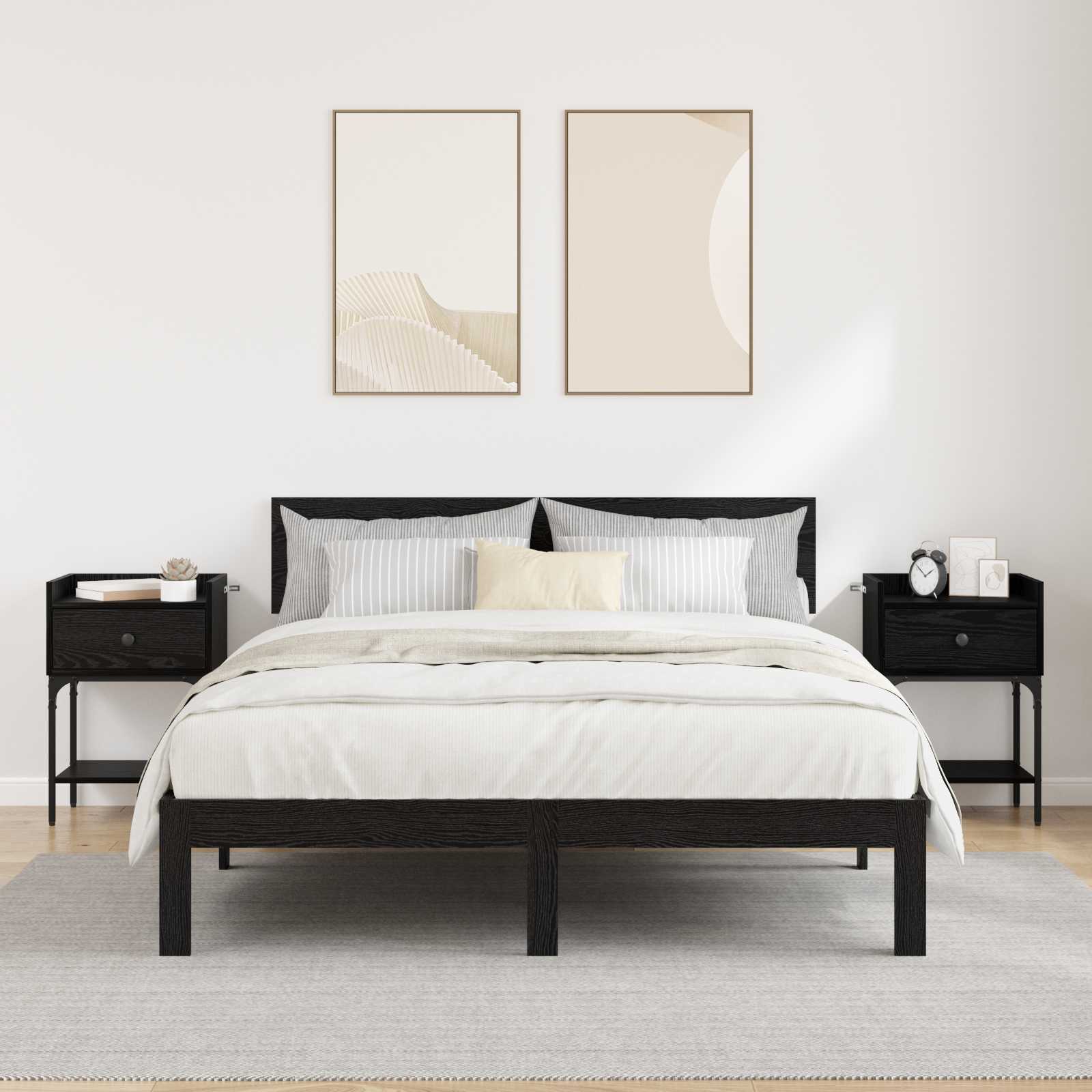Nachttisch 2 Stk. Schwarz Eichen-Optik 40 x 29 x 60 cm