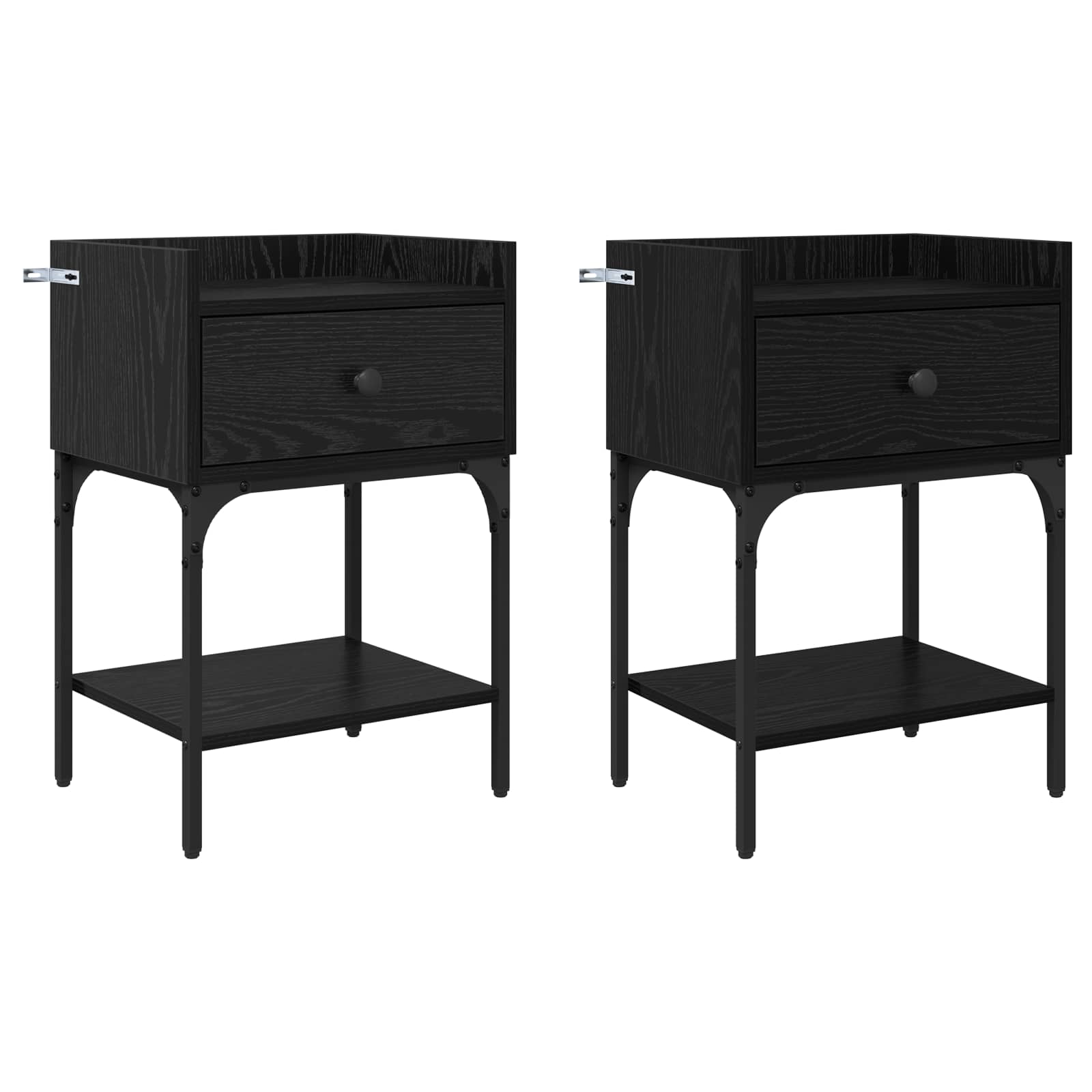 Nachttisch 2 Stk. Schwarz Eichen-Optik 40 x 29 x 60 cm