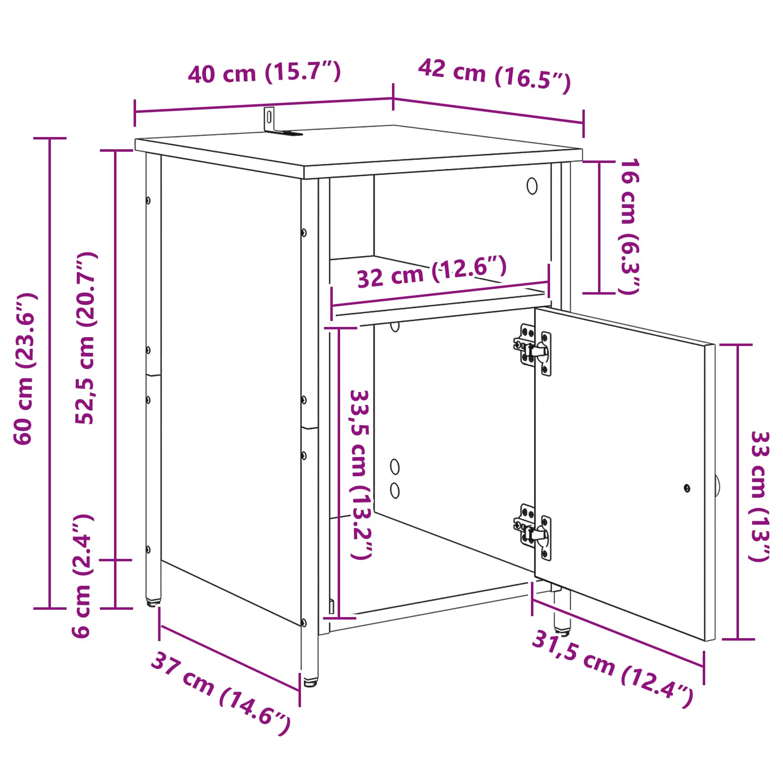 Nachttisch Artisan-Eiche 40 x 42 x 60 cm Holzwerkstoff