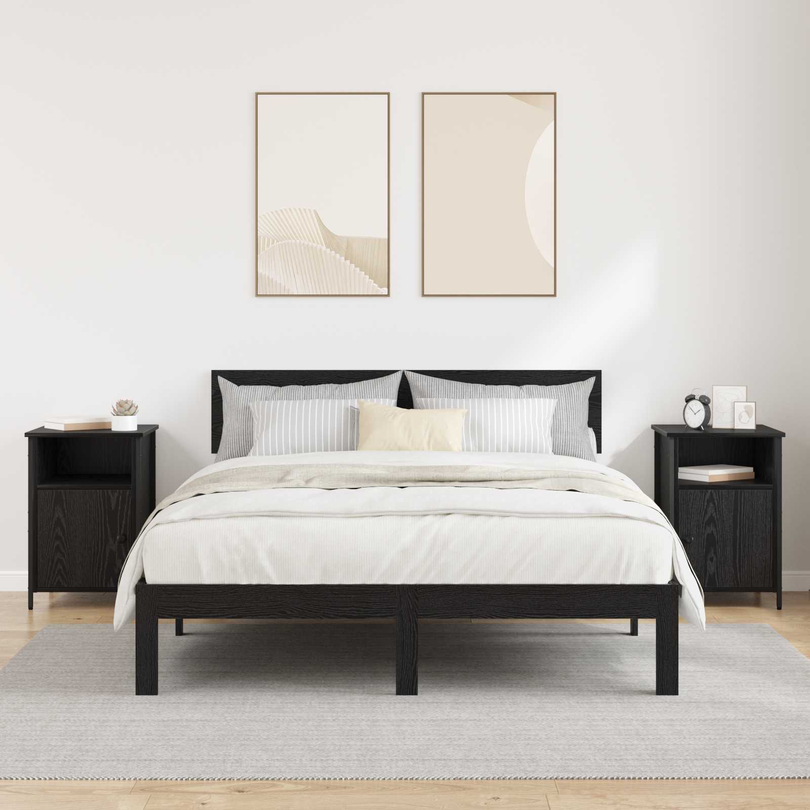 Nachttisch 2 Stk. Schwarz Eichen-Optik 40 x 42 x 60 cm