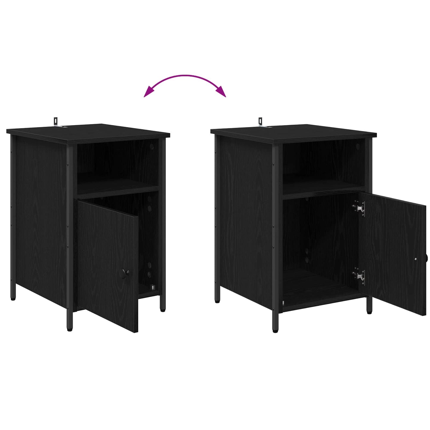 Nachttisch 2 Stk. Schwarz Eichen-Optik 40 x 42 x 60 cm