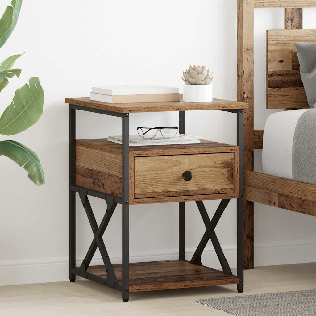 Nachttisch mit Schubladen Altholz 40 x 42 x 55 cm Holzwerkstoff