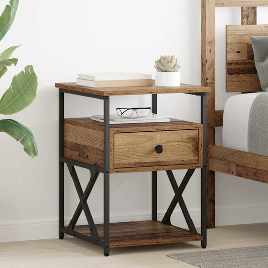 Nachttisch mit Schubladen Altholz 40 x 42 x 55 cm Holzwerkstoff