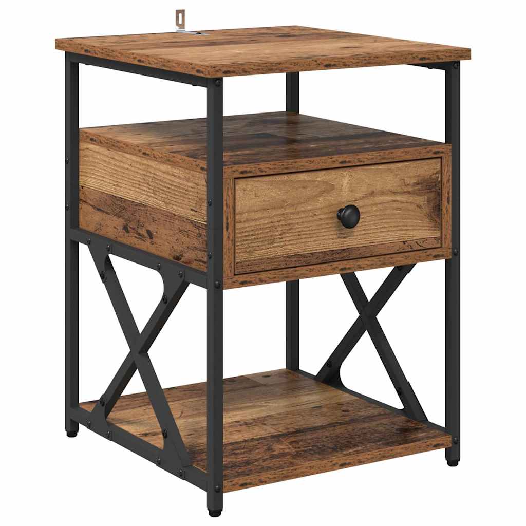 Nachttisch mit Schubladen Altholz 40 x 42 x 55 cm Holzwerkstoff