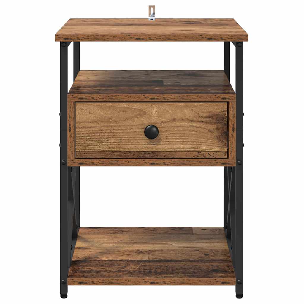 Nachttisch mit Schubladen Altholz 40 x 42 x 55 cm Holzwerkstoff