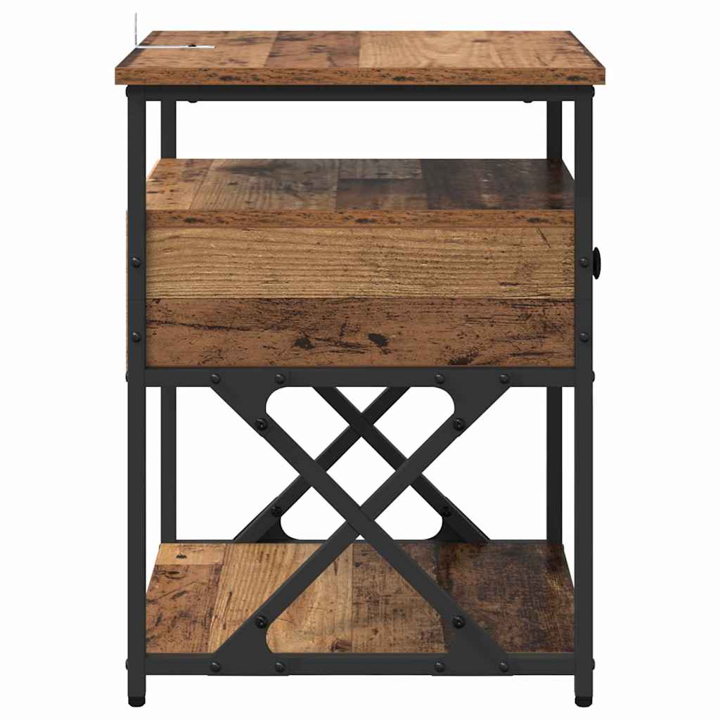 Nachttisch mit Schubladen Altholz 40 x 42 x 55 cm Holzwerkstoff