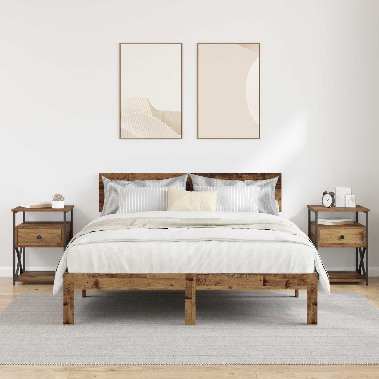 Nachttisch 2 Stk. Altholz 40 x 42 x 55 cm Holzwerkstoff
