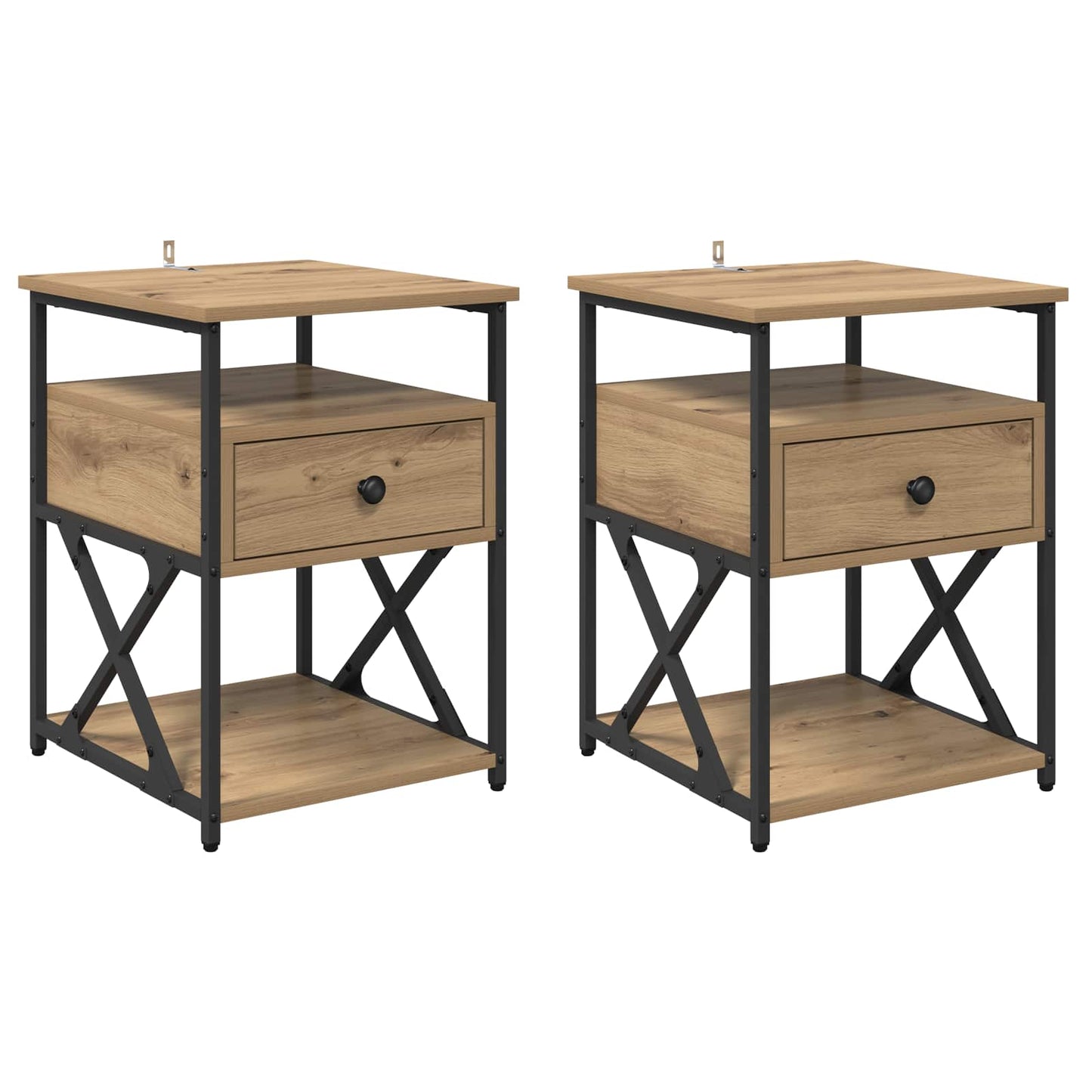 Nachttisch 2 Stk. Artisan-Eiche 40 x 42 x 55 cm Holzwerkstoff