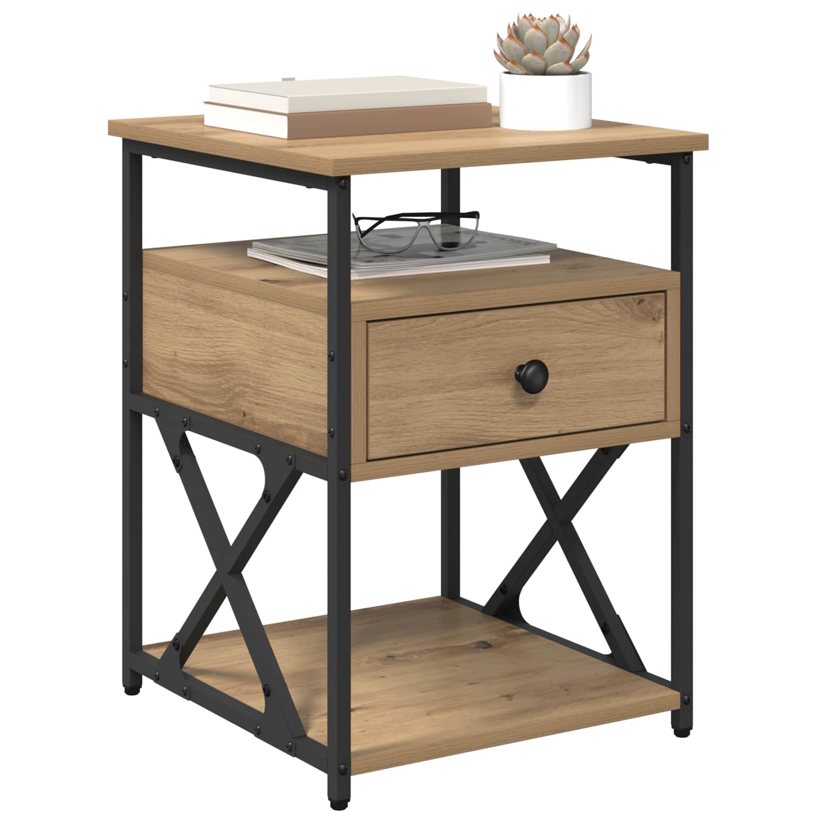 Nachttisch 2 Stk. Artisan-Eiche 40 x 42 x 55 cm Holzwerkstoff