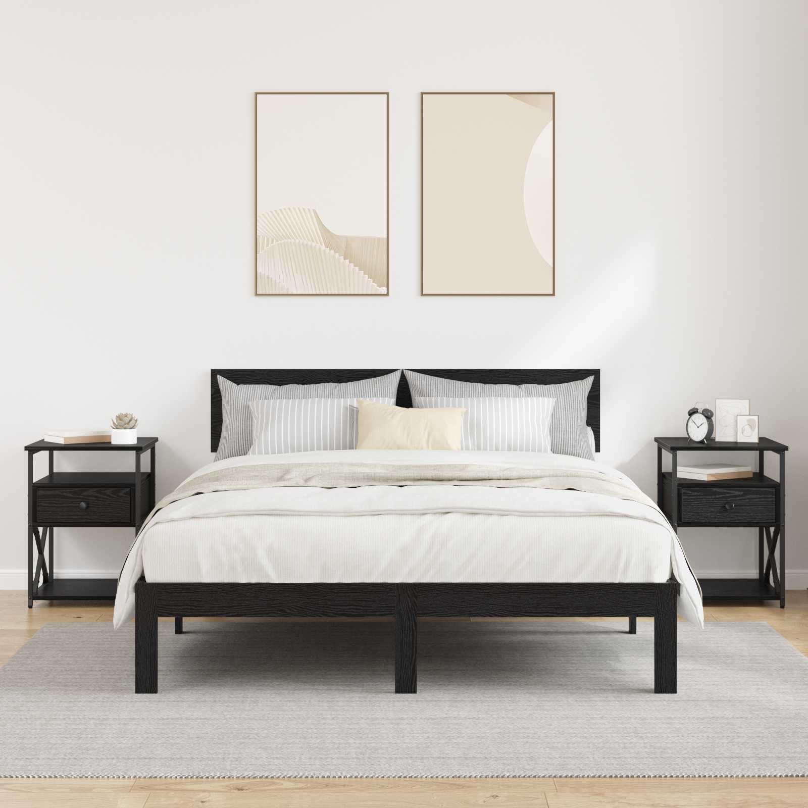 Nachttisch 2 Stk. Schwarz Eichen-Optik 40 x 42 x 55 cm