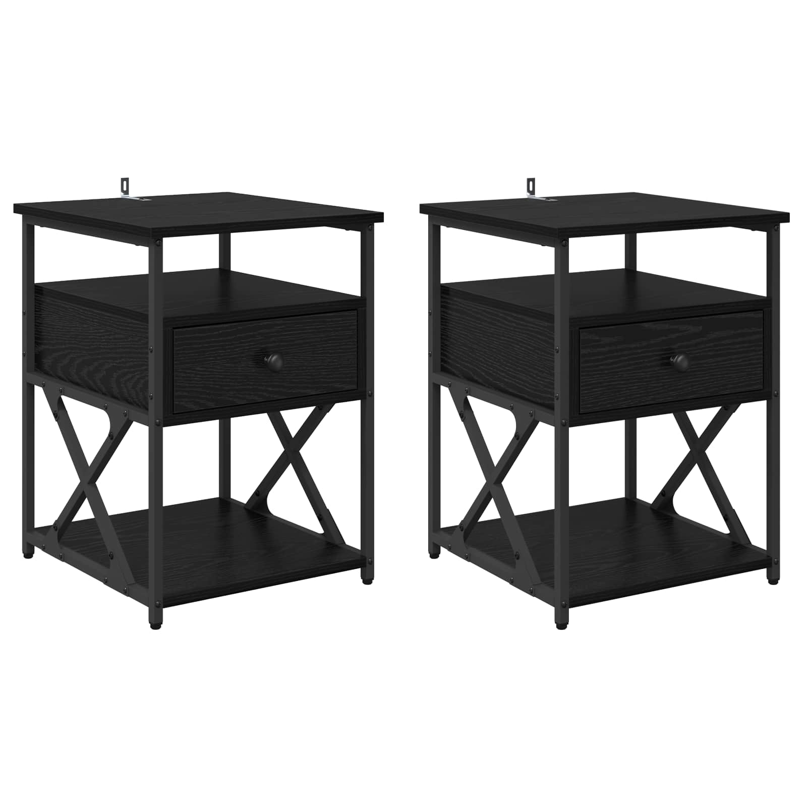 Nachttisch 2 Stk. Schwarz Eichen-Optik 40 x 42 x 55 cm
