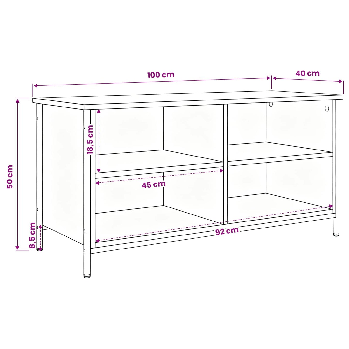 TV-Schränk 100 x 40 x 50 cm Schwarz Eichen-Optik Holzwerkstoff