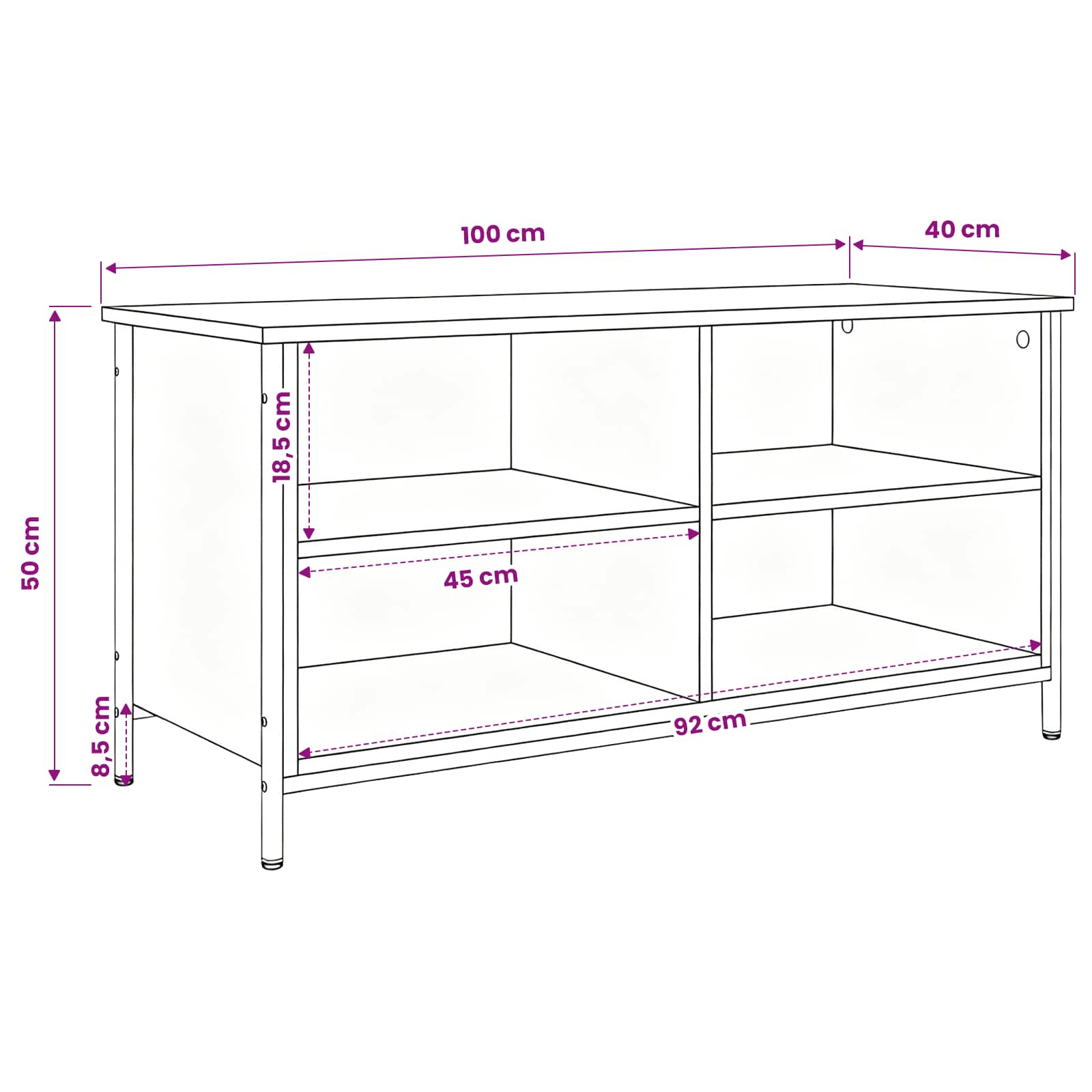 TV-Schränk 100 x 40 x 50 cm Schwarz Eichen-Optik Holzwerkstoff
