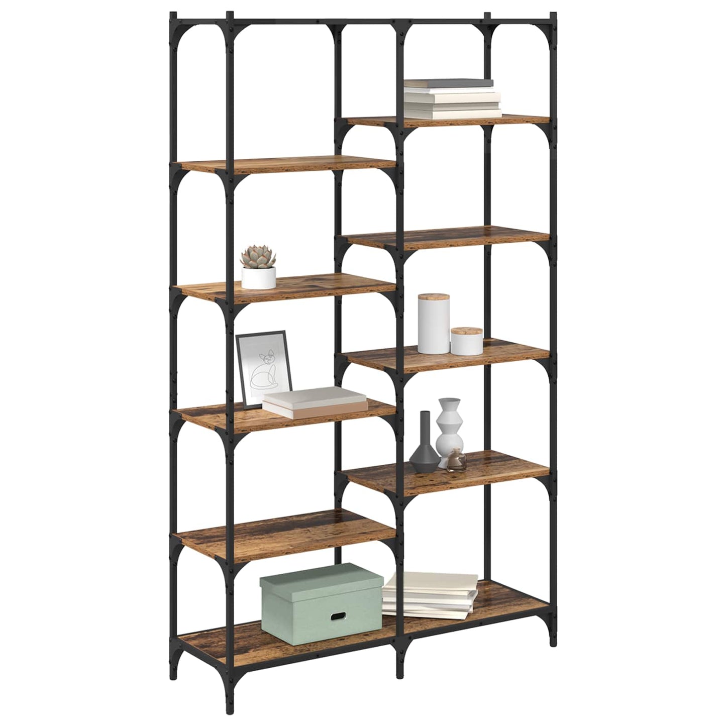 Regal 9 Ebenen 100 x 32 x 170 cm Holzwerkstoff Altholz