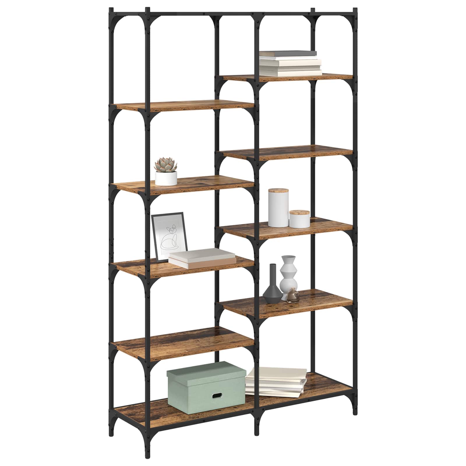 Regal 9 Ebenen 100 x 32 x 170 cm Holzwerkstoff Altholz