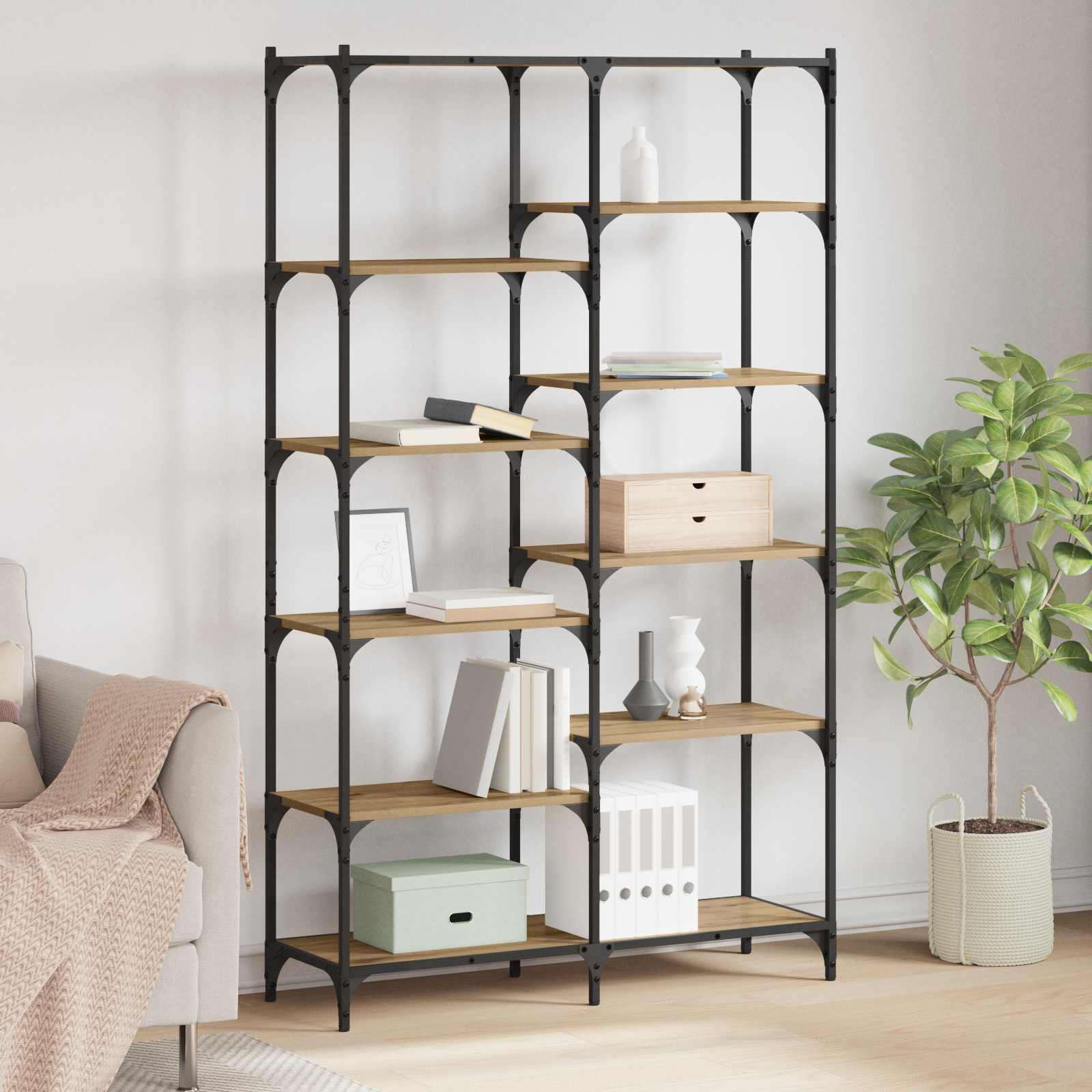 Regal 9 Ebenen 100 x 32 x 170 cm Holzwerkstoff Artisan-Eiche