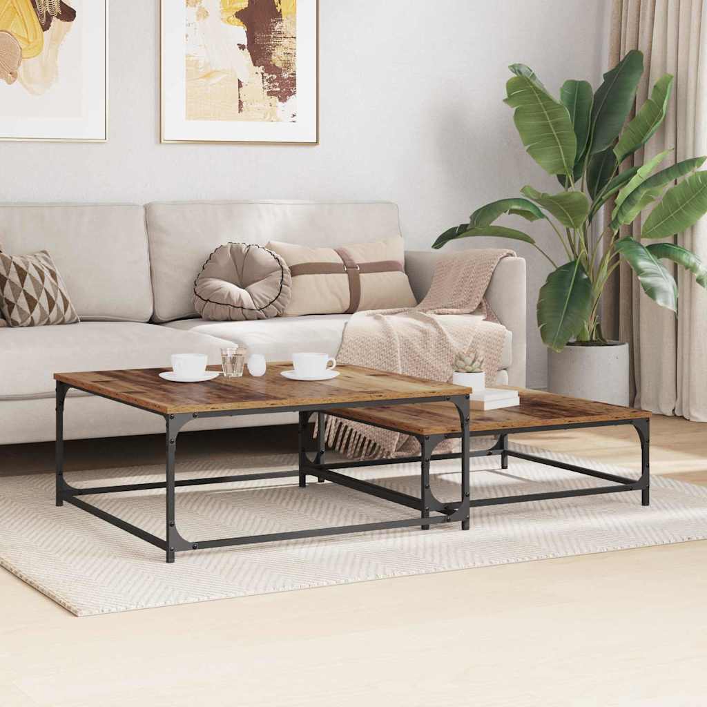 Couchtisch 2 stk. Altholz 80 x 80 x 35 cm Holzwerkstoff