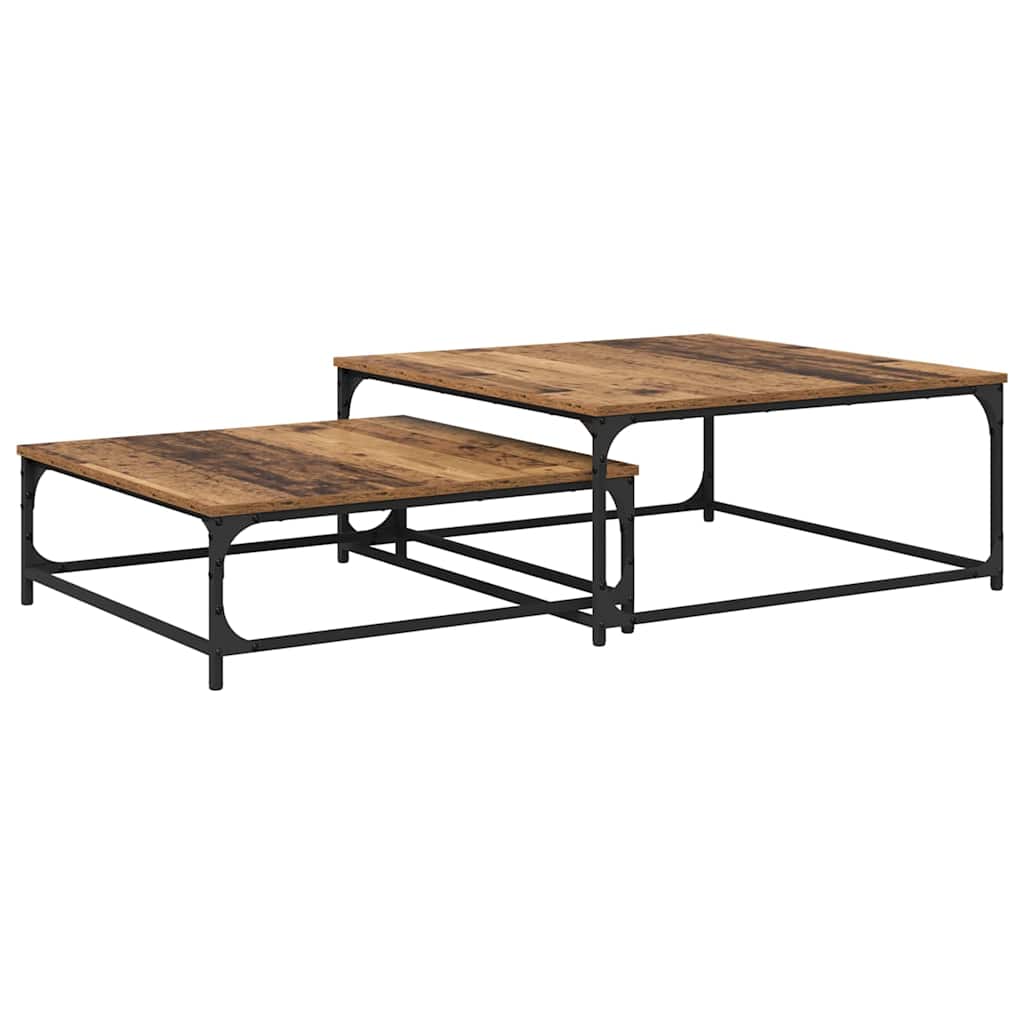 Couchtisch 2 stk. Altholz 80 x 80 x 35 cm Holzwerkstoff