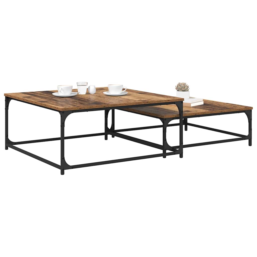 Couchtisch 2 stk. Altholz 80 x 80 x 35 cm Holzwerkstoff
