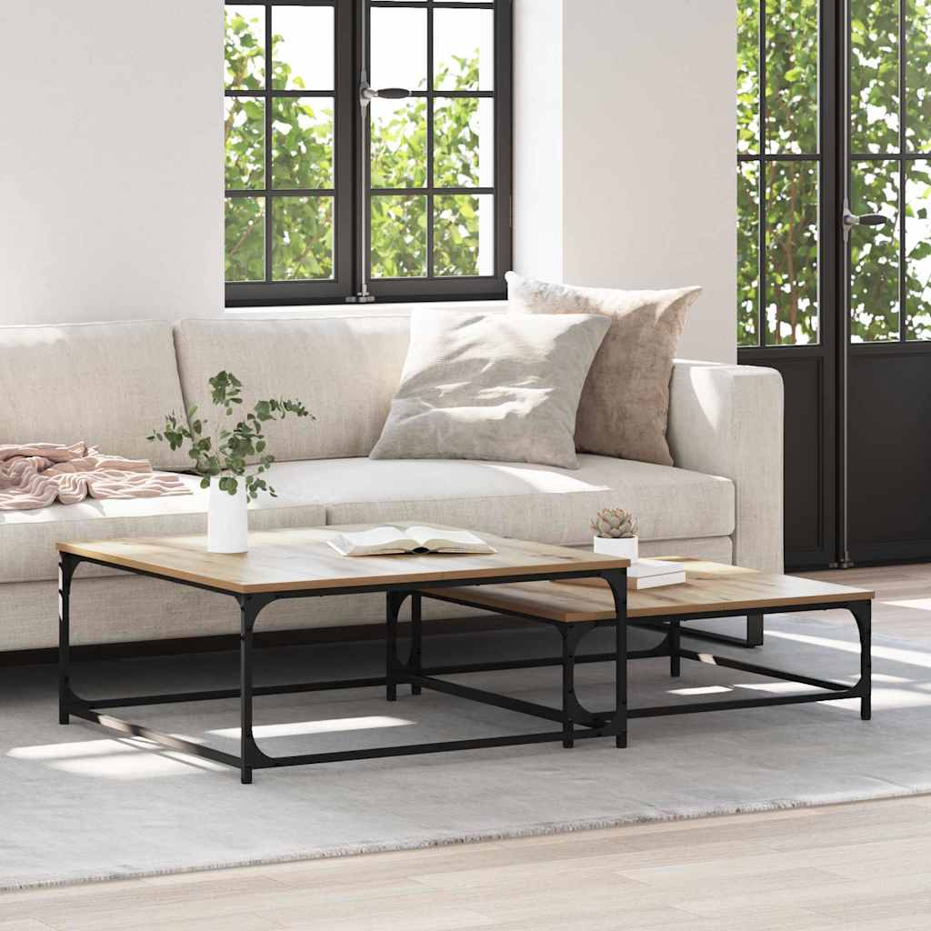 Couchtisch 2 stk. Artisan-Eiche 80 x 80 x 35 cm Holzwerkstoff